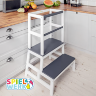 Toranj za učenje PLAY borovina, 93x56x49 cm, bijeli/antracit