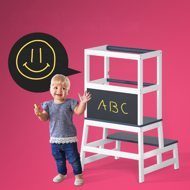 Toranj za učenje PLAY borovina, 93x56x49 cm, bijeli/antracit