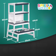 Toranj za učenje PLAY borovina, 93x56x49 cm, bijeli/antracit