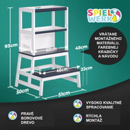 Toranj za učenje PLAY borovina, bijeli/antracit