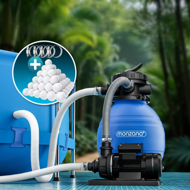 Pješčana filtracija za bazen AQUA s filter kuglicama, 10 200 l/h, plava