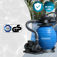 Pješčana filtracija za bazen AQUA s filter kuglicama, 10 200 l/h, plava