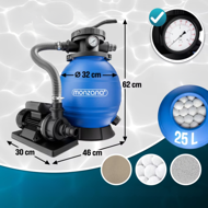 Pješčana filtracija za bazen AQUA s filter kuglicama, 10 200 l/h, plava