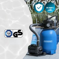 Pješčana filtracija za bazen AQUA s filter kuglicama, 5 000 l/h, plava