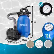 Pješčana filtracija za bazen AQUA s filter kuglicama, 5 000 l/h, plava