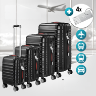 Set tvrdih kofera AERO, 4-dijelni, ABS, crni