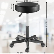 Tabure na kotačima BONY, Ø35 cm, crni