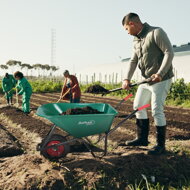 Tačke (kolica) GREG s plastičnom kadicom, max. kapacitet 100 l/150 kg, zelene/crne