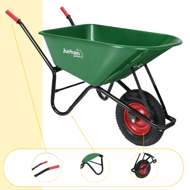 Tačke (kolica) GREG s plastičnom kadicom, max. kapacitet 100 l/150 kg, zelene/crne