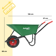 Tačke (kolica) GREG s plastičnom kadicom, max. kapacitet 100 l/150 kg, zelene/crne