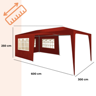 Party šator NEAPOL, 3x6 m, crveni