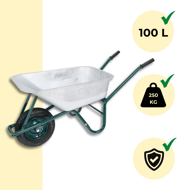 Tačke GREEN BARRY pocinčane, maks. kapacitet 100 l / 250 kg, zeleno-crne