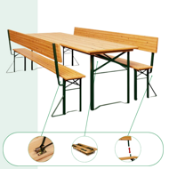Pivski set PRAKTIK s naslonima, 170 cm, smeđi