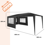 Party šator NEAPOL, 3x6 m, antracit