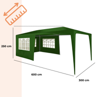 Party šator NEAPOL, 3x6 m, zeleni