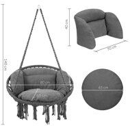 Viseća stolica BOHO s jastucima, Ø61 cm, antracit