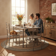 Blagovaonska garnitura PAUL, 5-dijelna, baršunasta bijela