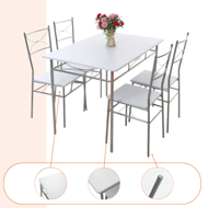 Blagovaonska garnitura PAUL, 5-dijelna, baršunasta bijela