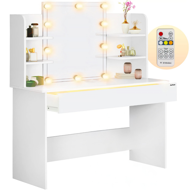 Toaletni stolić LUCIA s rasvjetom, 108x40x140 cm, bijeli