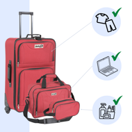 Set putnih kofera TRAVEL, 5-dijelni, crvena