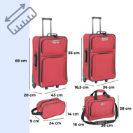 Set putnih kofera TRAVEL, 5-dijelni, crvena