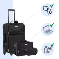Set putnih kofera TRAVEL, 5-dijelni, crni