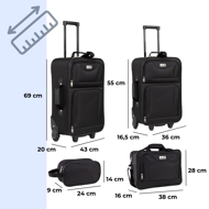 Set putnih kofera TRAVEL, 5-dijelni, crni