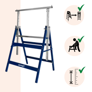 Teleskopski nosači za skelu DANNY, set od 2 komada, max. 200 kg, 69x57x81–130 cm, srebrno/plave