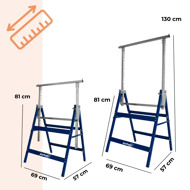 Teleskopski nosači za skelu DANNY, set od 2 komada, max. 200 kg, 69x57x81–130 cm, srebrno/plave