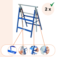 Teleskopski nosači za skelu DANNY, set od 2 komada, max. 200 kg, 60x56x81–130 cm, srebrno/plave