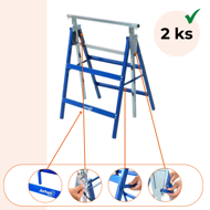 Teleskopski nosači za skelu DANNY, set od 2 komada, max. 200 kg, 60x56x81–130 cm, srebrno/plave