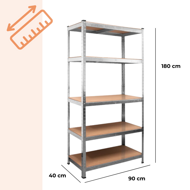 Regal s visokom nosivošću HEAVY, max. 875 kg, 90x40x180 cm, srebrni