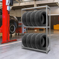 Regal za gume TYRE, 120x40x180 cm, max. 795 kg, čelični/svijetlosmeđi