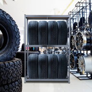 Regal za gume TYRE, 120x40x180 cm, max. 795 kg, čelični/svijetlosmeđi