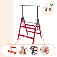 Teleskopski nosači za skelu DANNY, set od 2 komada, max. 200 kg, 60x56x81–130 cm, srebrno/crvena