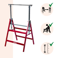 Teleskopski nosači za skelu DANNY, set od 2 komada, max. 200 kg, 60x56x81–130 cm, srebrno/crvena