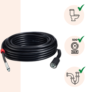 Set za čišćenje cijevi Premium, 15 m, crni