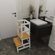 Toranj za učenje PLAY borovina, 93x56x49 cm, bijeli/prirodnosmeđi