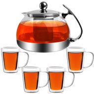 Čajnik sa sitom TEA, 1,2 l + 4 šalice, proziran/srebrni