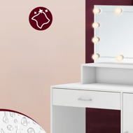 Toaletni stol JOCELYN s rasvjetom, 140×90×40cm, bijela