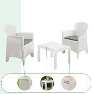 Vrtna garnitura AKITA, 3-dijelna, bijela