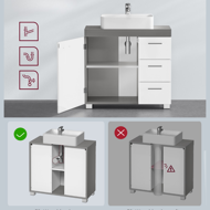 Ormarić ispod umivaonika IVY, 30x70x64 cm, bijela/siva