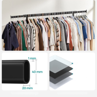 Stalak za odjeću na kotačićima INEZ, max. 90 kg, 83,5x45x160 cm, crna