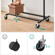 Stalak za odjeću na kotačićima INEZ, max. 90 kg, 83,5x45x160 cm, crna