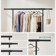 Stalak za odjeću na kotačićima INEZ, max. 90 kg, 83,5x45x160 cm, crna