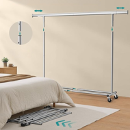 Stalak za odjeću DOLLY na kotačima, max. 150 kg, 45x160-200x161,5cm, srebrna