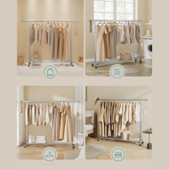 Stalak za odjeću DOLLY na kotačima, max. 150 kg, 45x160-200x161,5cm, srebrna