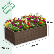 Povišena gredica WOODY, 2 kom, 149x75,6x25 cm, smeđa
