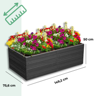Povišena gredica WOODY, 2 kom, 149x75,6x25 cm, antracit