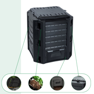 Komposter COMPOGREEN 380 l, crna